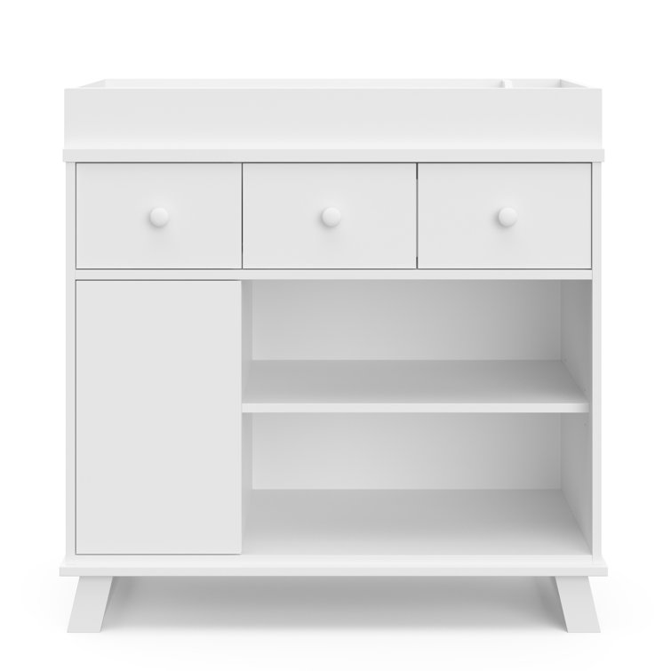 White and Gray Convertible Nursery Furniture Set with Changing Table