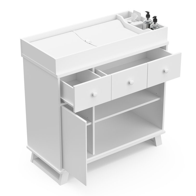 White and Gray Convertible Nursery Furniture Set with Changing Table