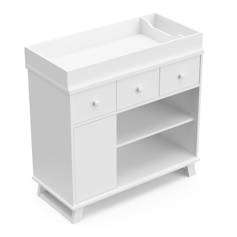 White and Gray Convertible Nursery Furniture Set with Changing Table