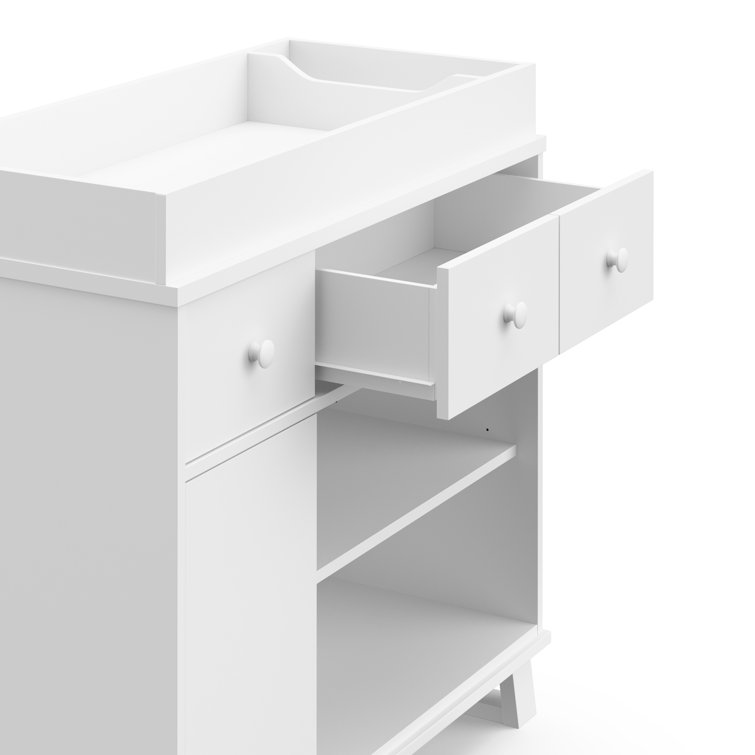 White and Gray Convertible Nursery Furniture Set with Changing Table