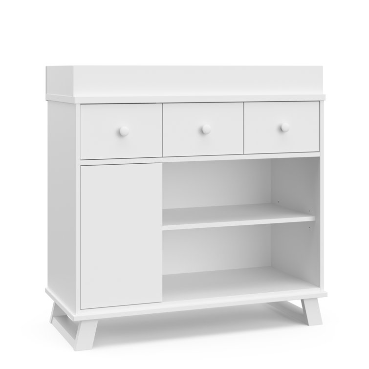 White and Gray Convertible Nursery Furniture Set with Changing Table