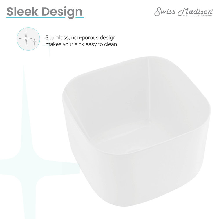Carre 14.5" White Ceramic Square Vessel Sink