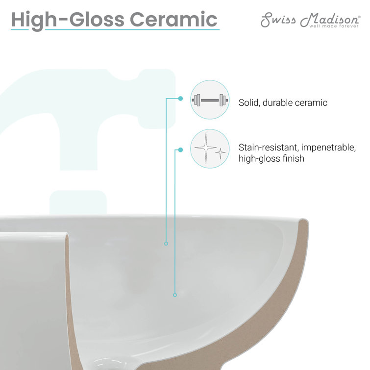 Carre 14.5" White Ceramic Square Vessel Sink