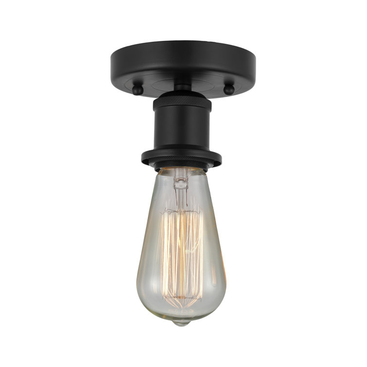 Matte Black Glass Industrial Semi-Flush Mount Light