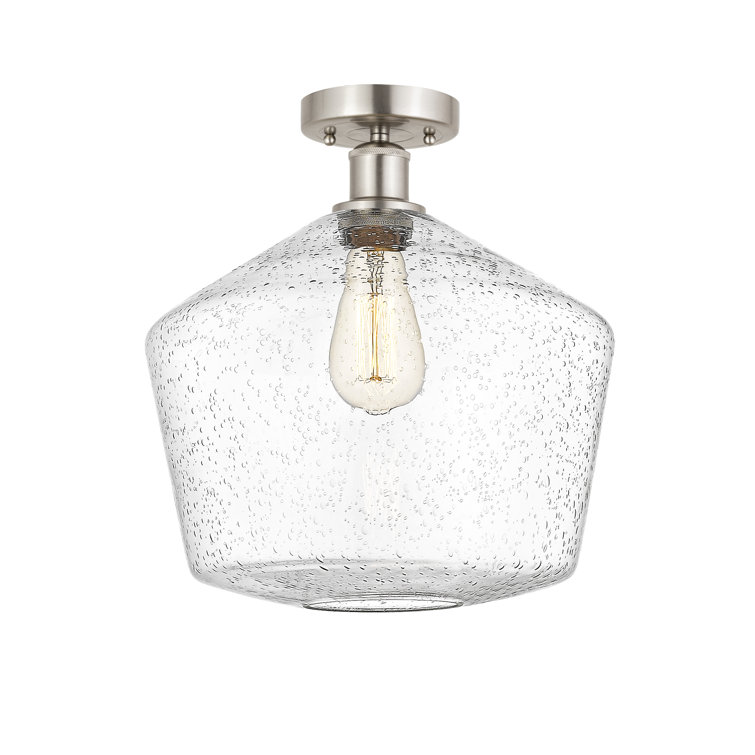 Cindyrella 13.75'' Brushed Satin Nickel Glass Semi-Flush Mount