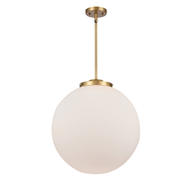 Beacon Brushed Brass Globe Pendant Light 19" Matte White