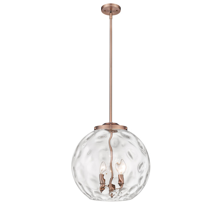 Ballston Athens 17'' Antique Copper Globe Pendant with Water Glass