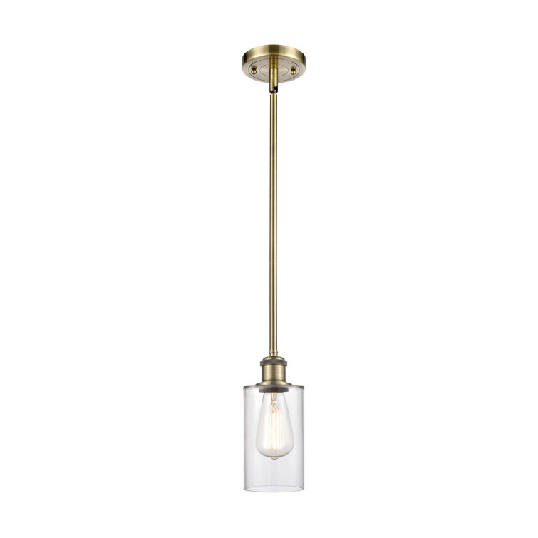 Antique Brass Mini Pendant Light with Glass Shade