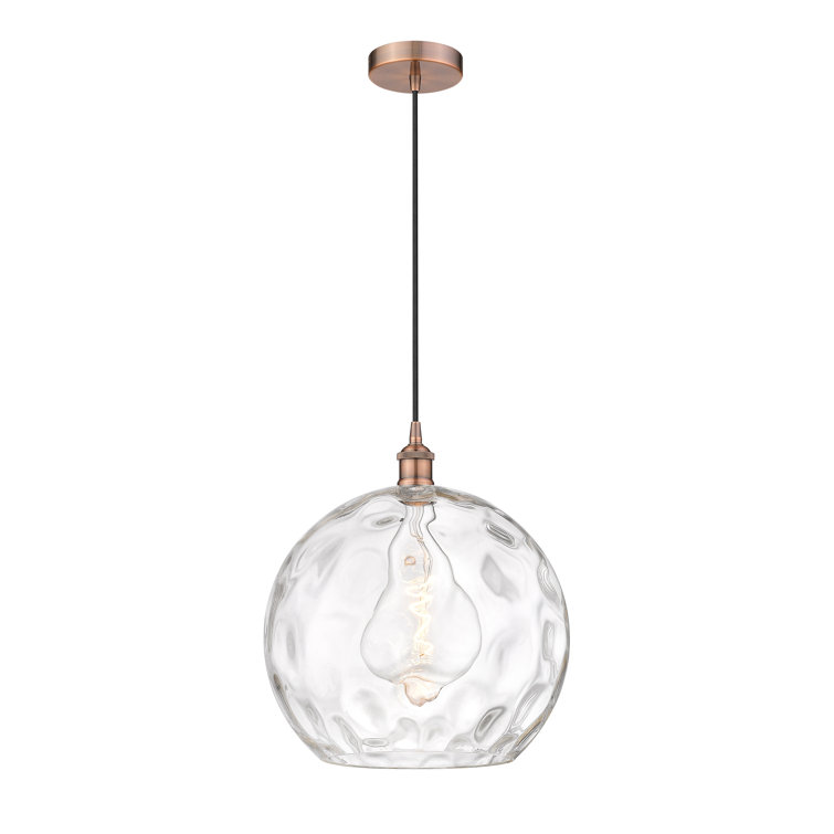 Antique Copper and Clear Glass 17" Pendant Light