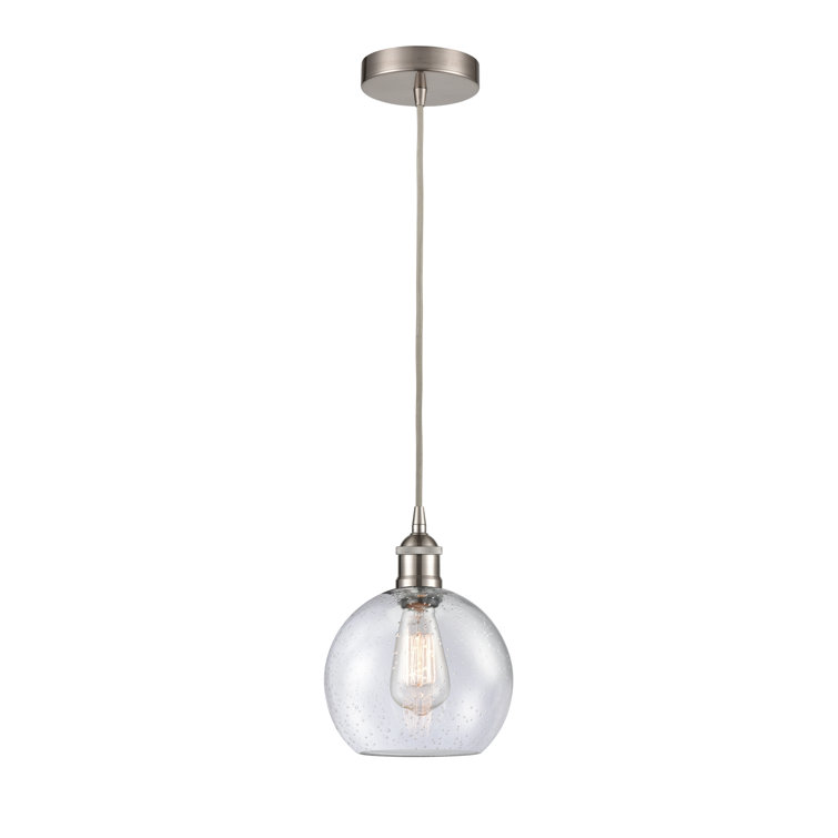 Edison Mini Globe Pendant in Brushed Satin Nickel with Clear Shade