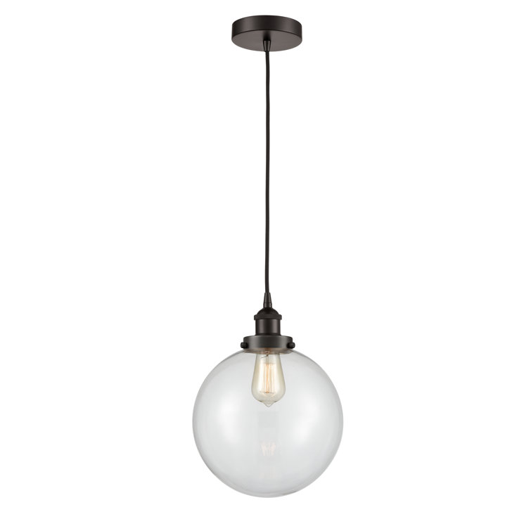 Edison Mini Globe Pendant Light in Matte Black with Clear Shade