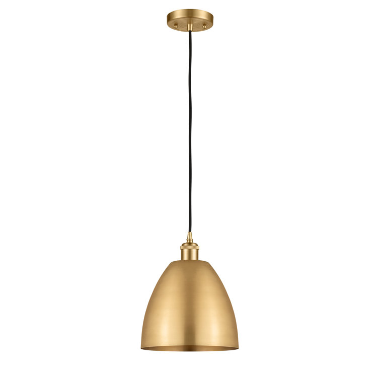 Matte Black and Satin Gold 12.88" Mini Pendant Light
