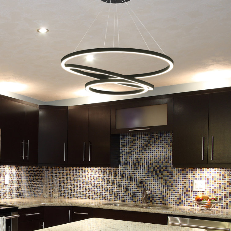 Tania Trio 32" Black Modern Adjustable Circular LED Chandelier