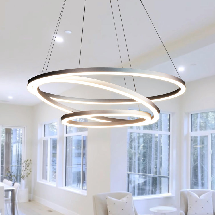 Tania Trio 32-Inch Silver Aluminum LED Chandelier