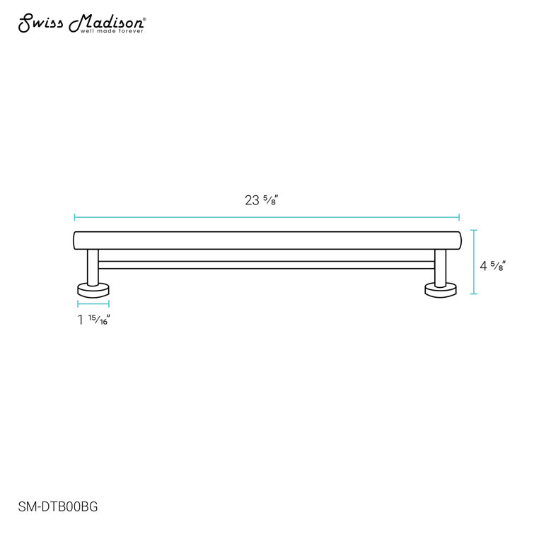 Avallon 24" Brushed Gold Stainless Steel Double Towel Bar