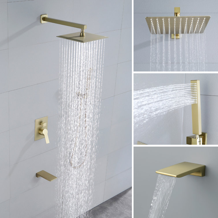 Brushed Gold Multi-Function Wall Mounted Shower System