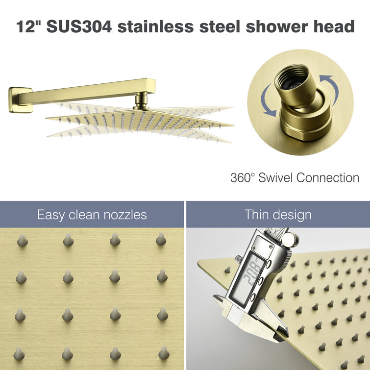 Brushed Gold Multi-Function Wall Mounted Shower System