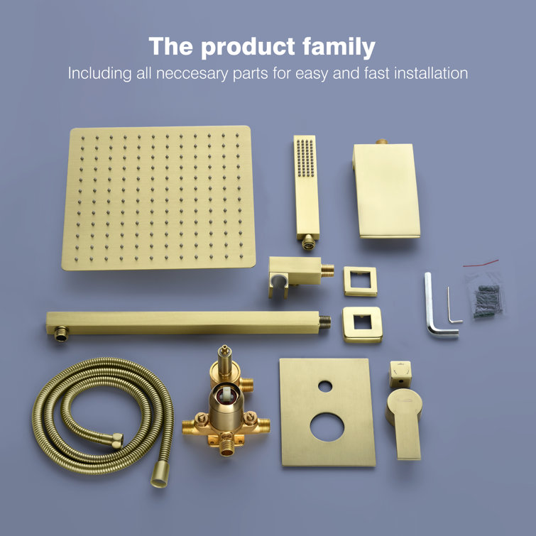 Brushed Gold Multi-Function Wall Mounted Shower System
