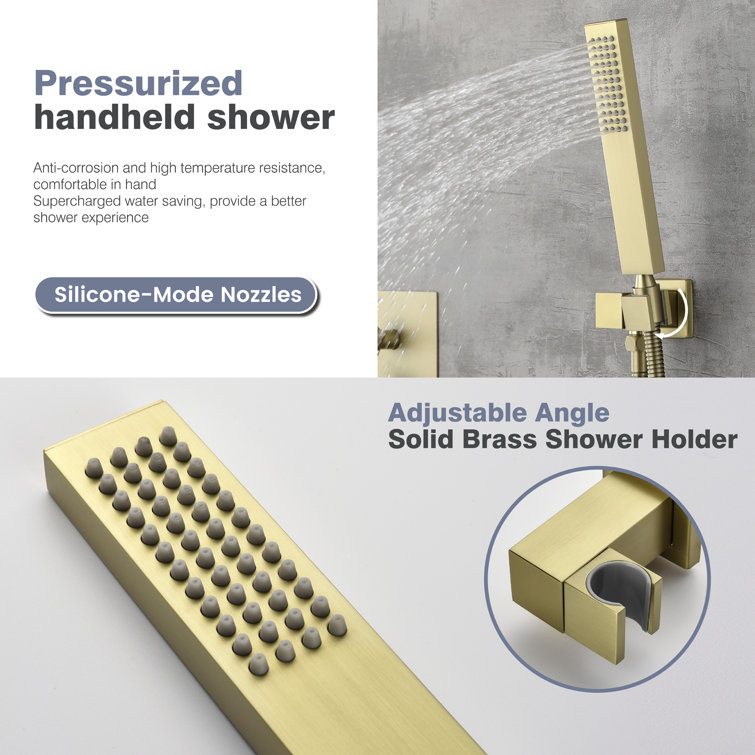 Brushed Gold Multi-Function Wall Mounted Shower System