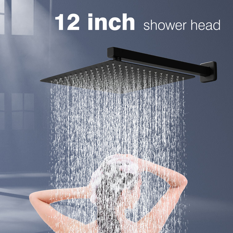 Matte Black Wall Mounted Rain Shower System with Handheld