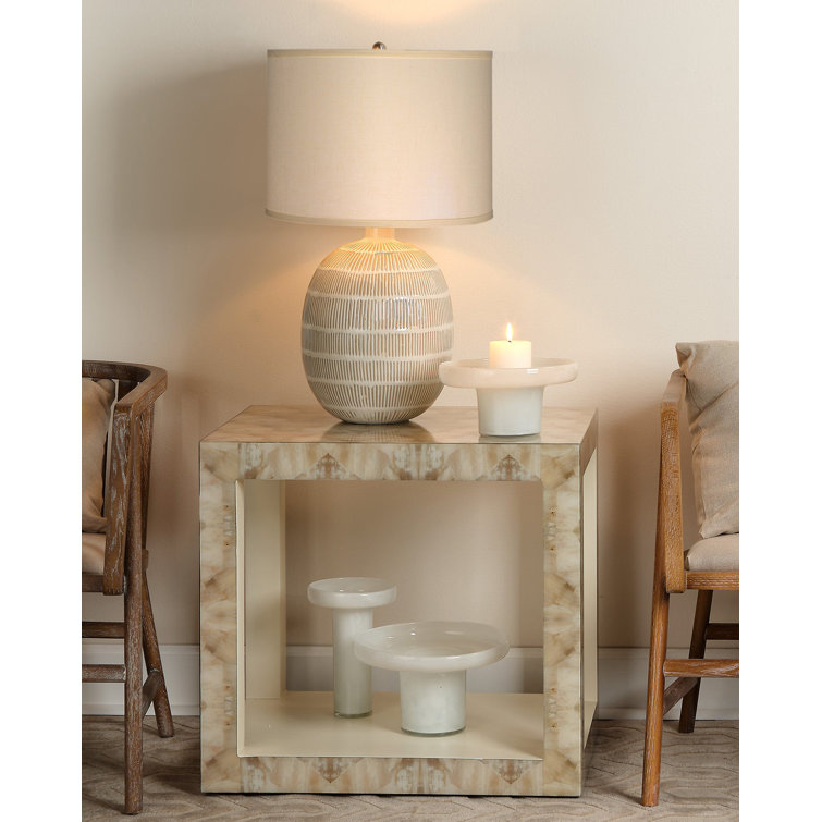 Gray and Cream Lacquered Wood Decorative Storage Box