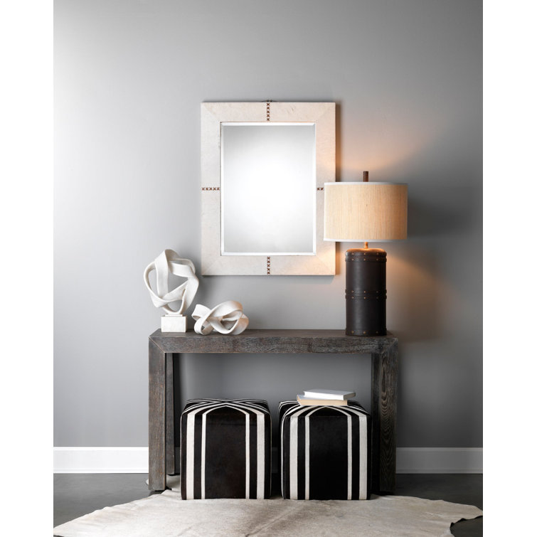 Espresso and White Hair-on-Hide Square Ottoman