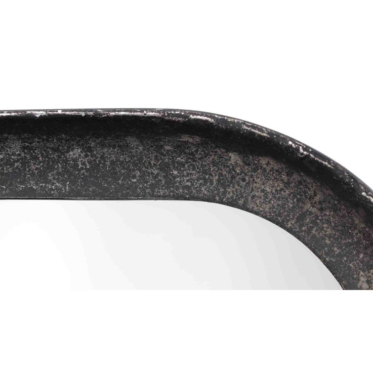 Contemporary Hand-Forged Metal Wall Mirror with Rounded Corners