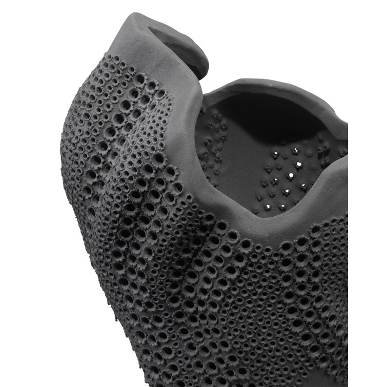 Matte Black Perforated Porcelain Decorative Vase
