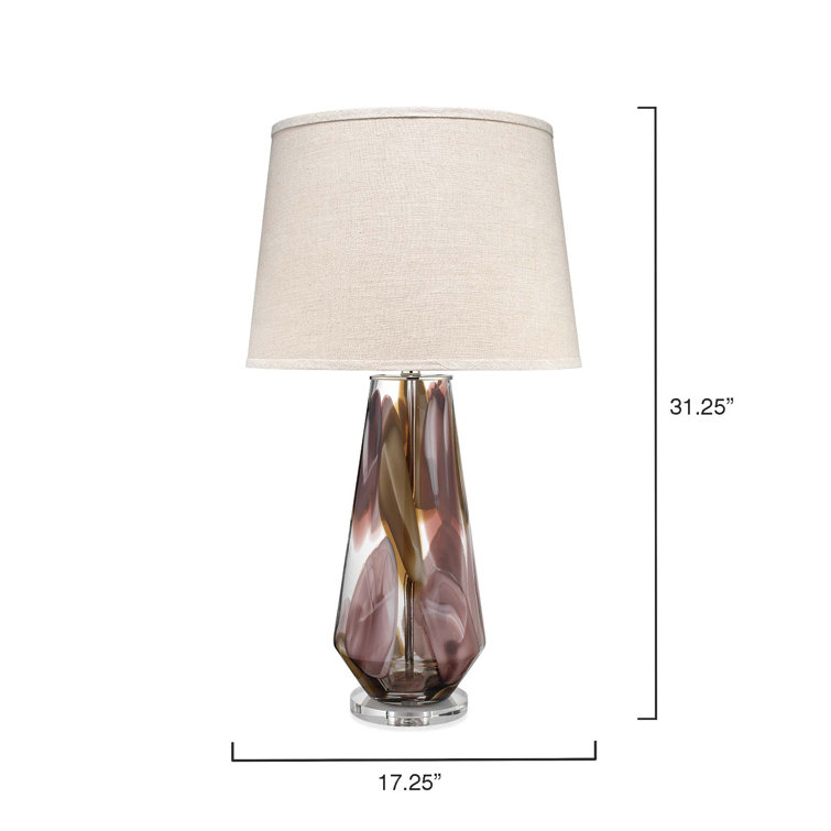 Plum and Silver Glass Table Lamp with Natural Linen Shade