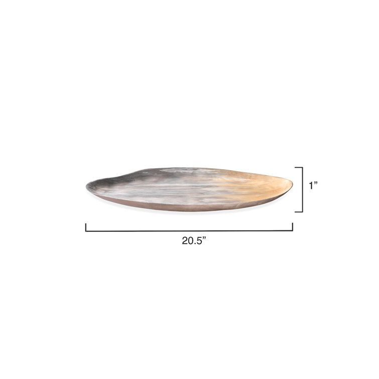 Gray Enamel Oval Metal Decorative Tray