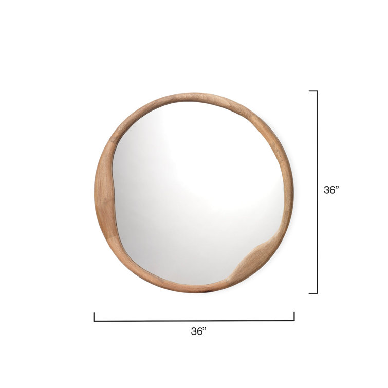 Alora Natural Wood Organic Round Wall Mirror - 36"