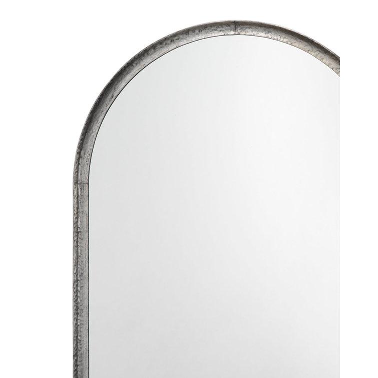 Silver Arched Wall Mirror with Iron Frame
