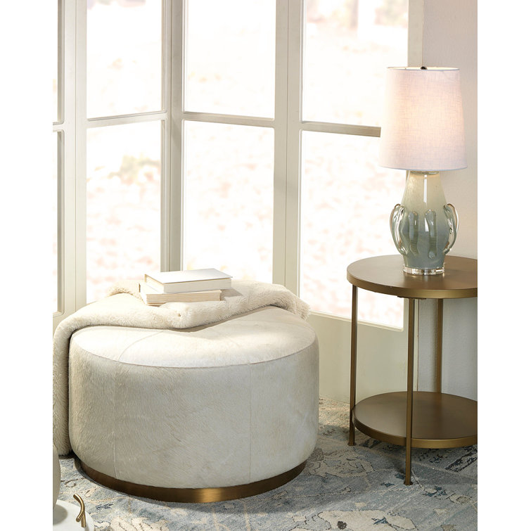 Cornflower Blue Handblown Glass Table Lamp with Linen Shade