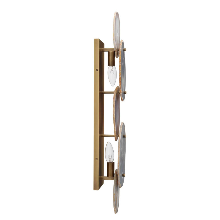 Lavender Agate and Brass 2-Light Wall Sconce