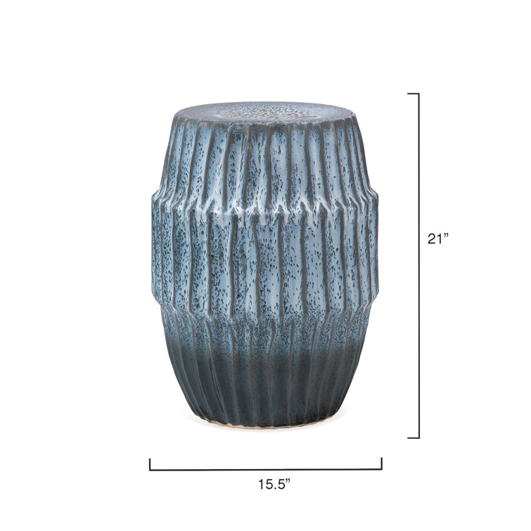 Blue Ombre Ceramic Drum Side Table