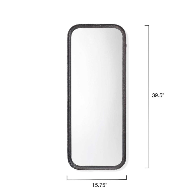 Contemporary Hand-Forged Metal Wall Mirror with Rounded Corners