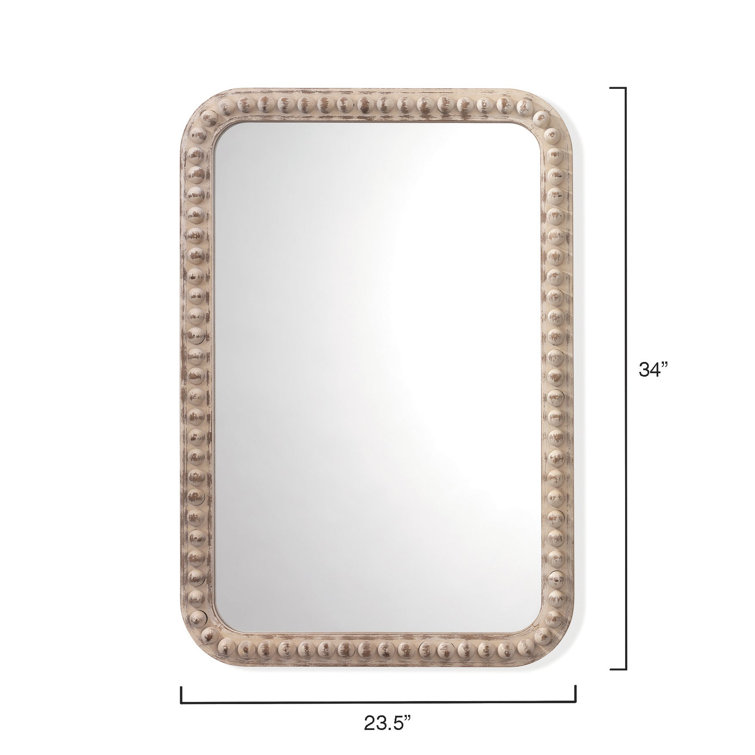 Audrey Classic White Washed Wood Rectangular Wall Mirror