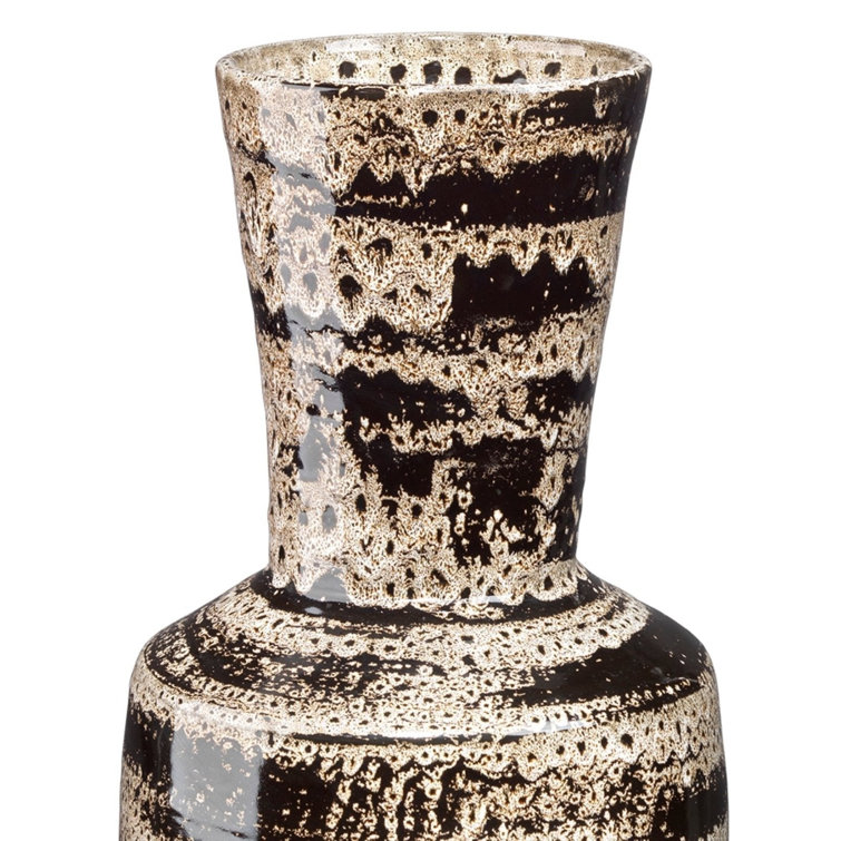 Handcrafted Beige Ceramic Decorative Jar, 22" Height