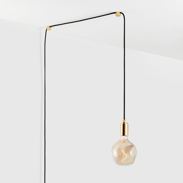 Brass and Glass Incandescent Single Pendant Light