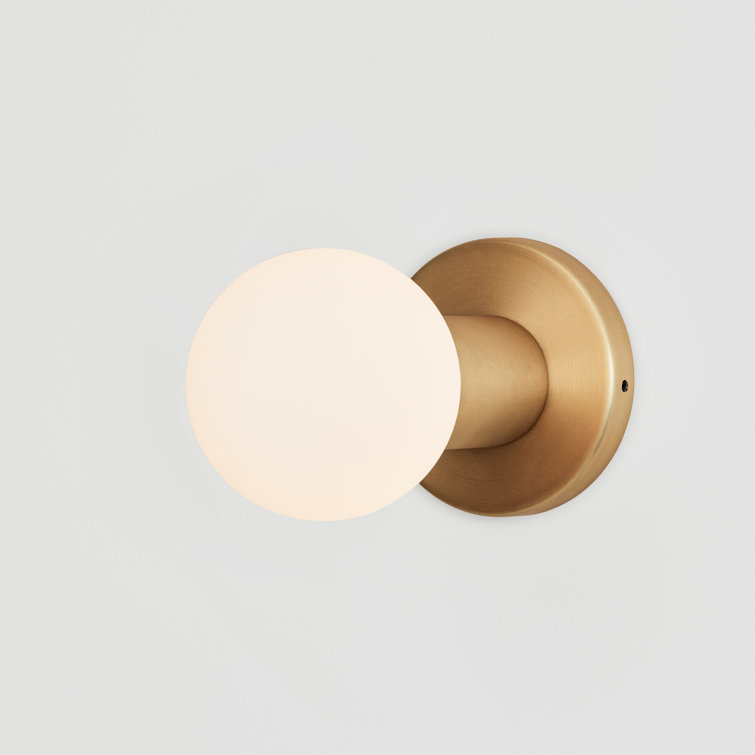 Brass Dimmable Direct Wired Wall Sconce with Sphere Bulb