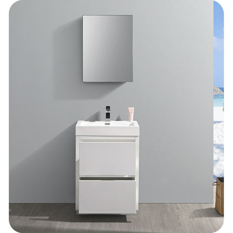 Valencia 24" Glossy White Modern Free Standing Vanity with Acrylic Sink