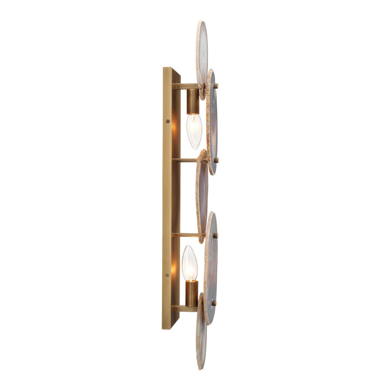 Lavender Agate and Brass 2-Light Wall Sconce