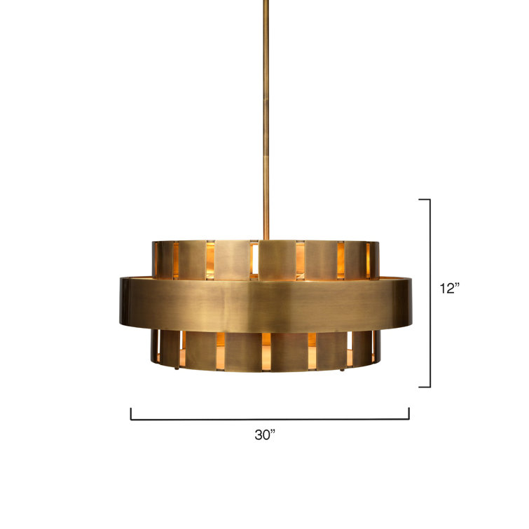 Orbit Antique Brass 4-Light 30" Drum Chandelier with Acrylic Diffuser