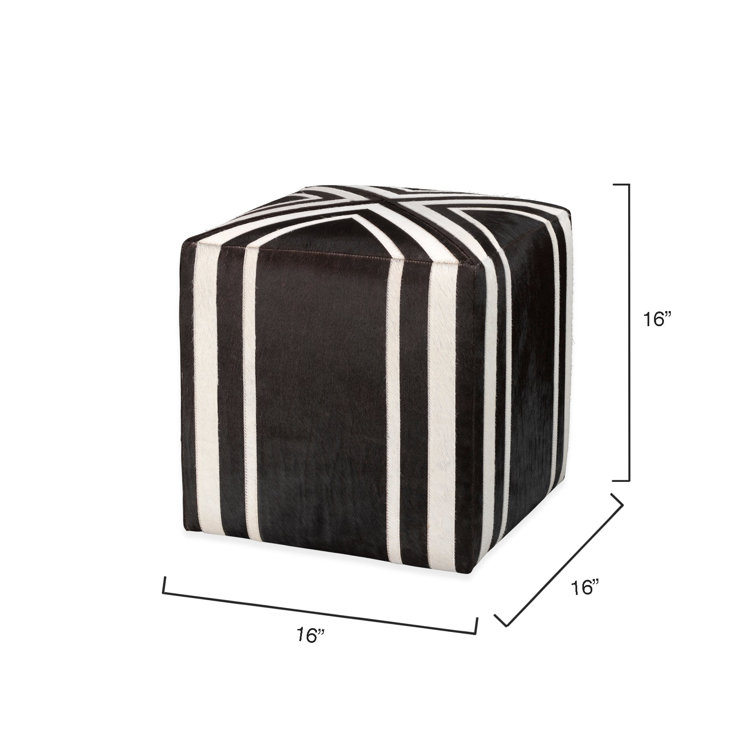 Espresso and White Hair-on-Hide Square Ottoman