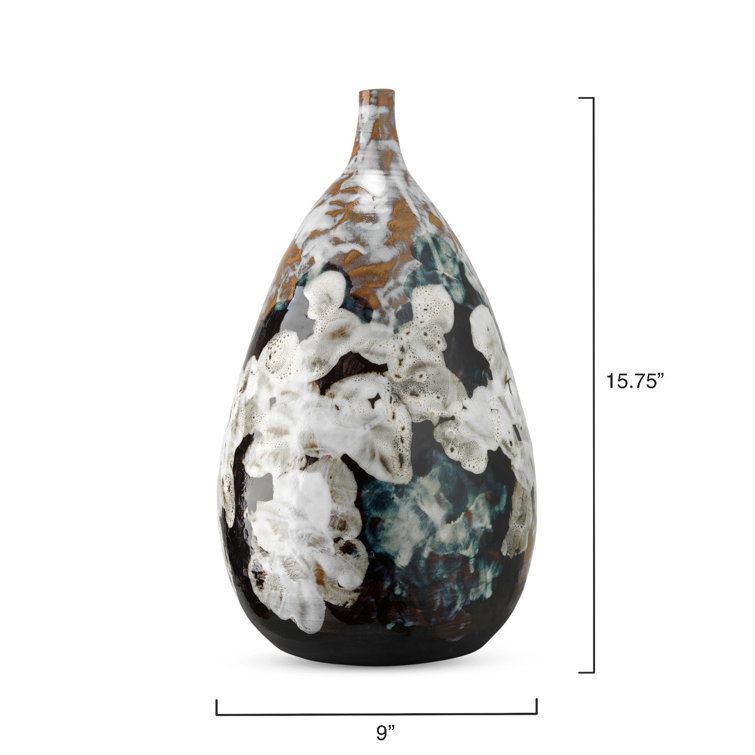 Handcrafted Multicolor Abstract Ceramic Urn Table Vase