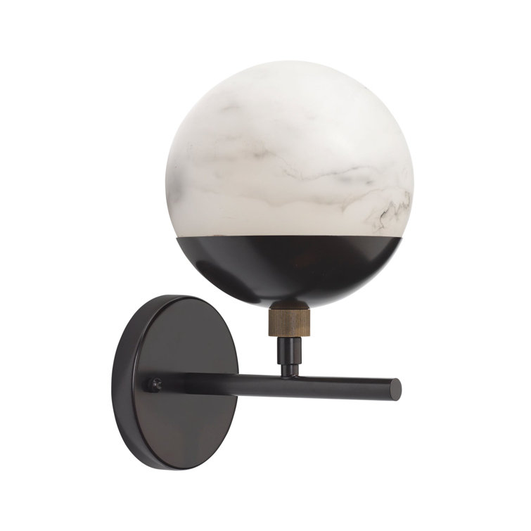 Metro Elegance 1-Light Faux Alabaster & Bronze Wall Sconce