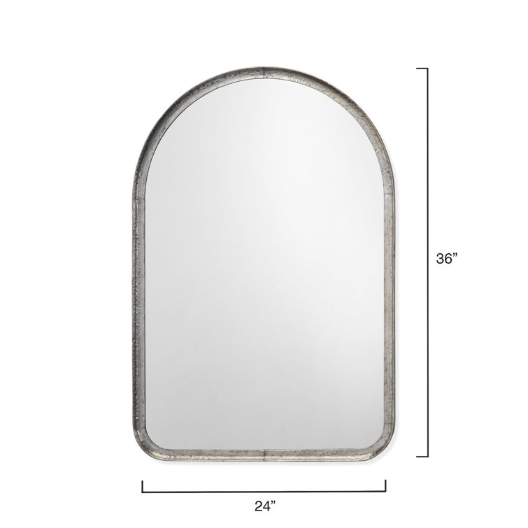 Silver Arched Wall Mirror with Iron Frame