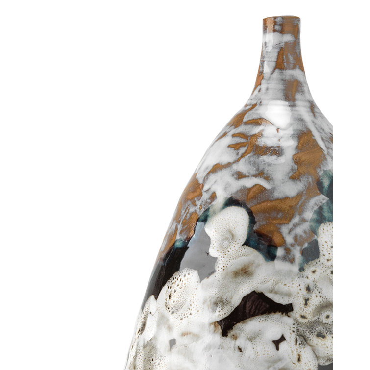 Handcrafted Multicolor Abstract Ceramic Urn Table Vase