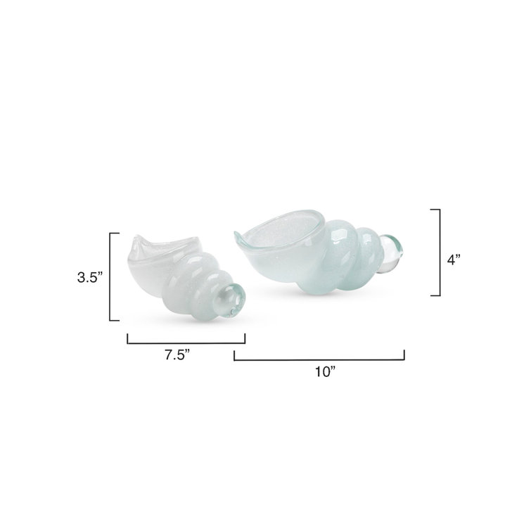 Hand Blown White Glass Coastal Shell Figurines Set