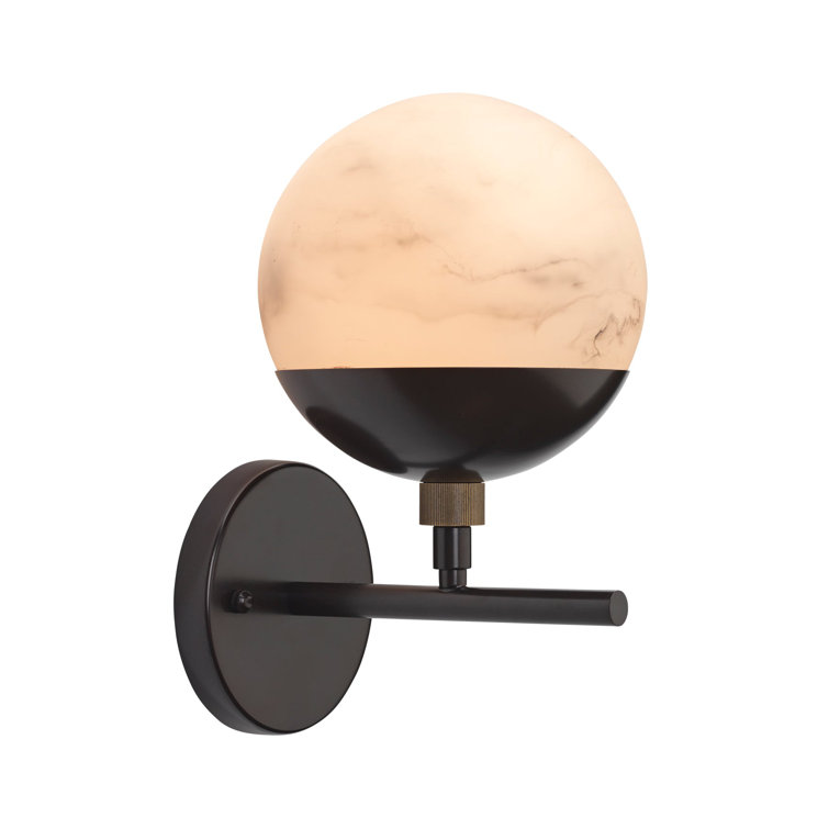 Metro Elegance 1-Light Faux Alabaster & Bronze Wall Sconce